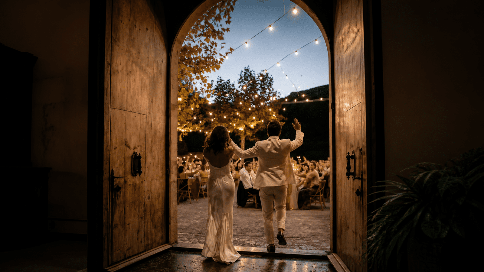 Wedding Reception Entrance Songs bride groom cheering guests