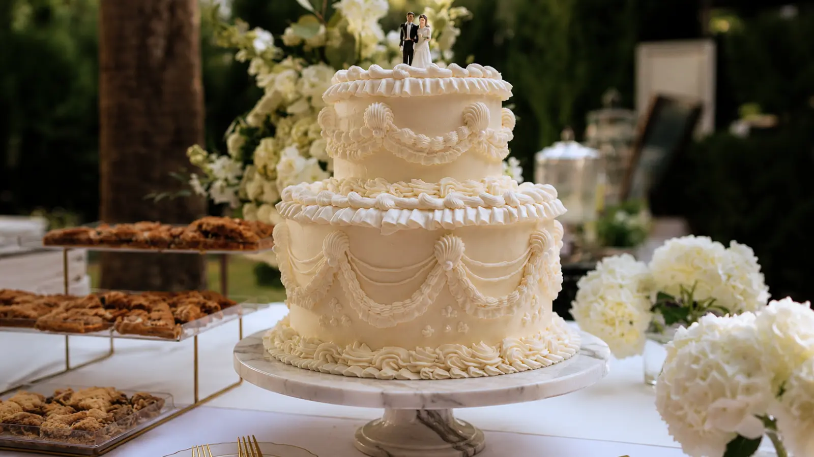 Classic wedding cake table ideas display