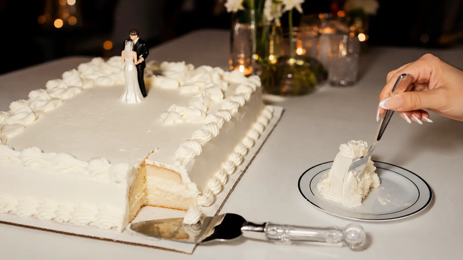 Classic white wedding sheet cake