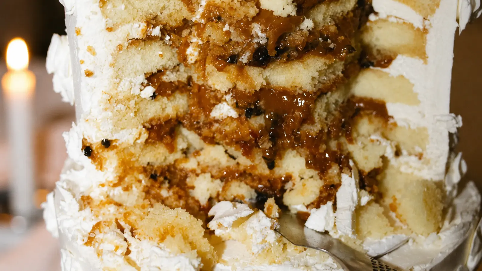 Wedding cake filling close up