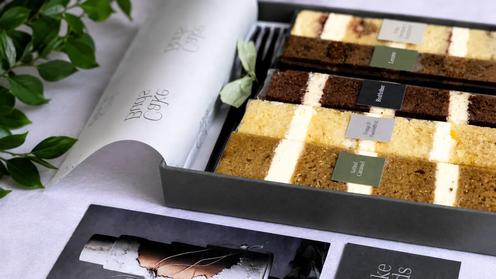 Wedding cake tasting flavors with menu labels