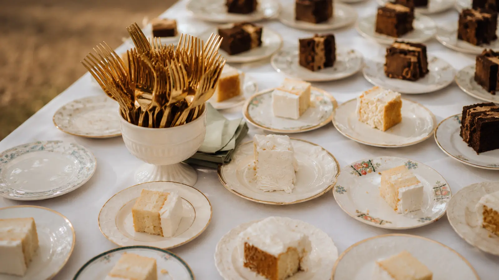 Wedding cake tasting samples served on plates
