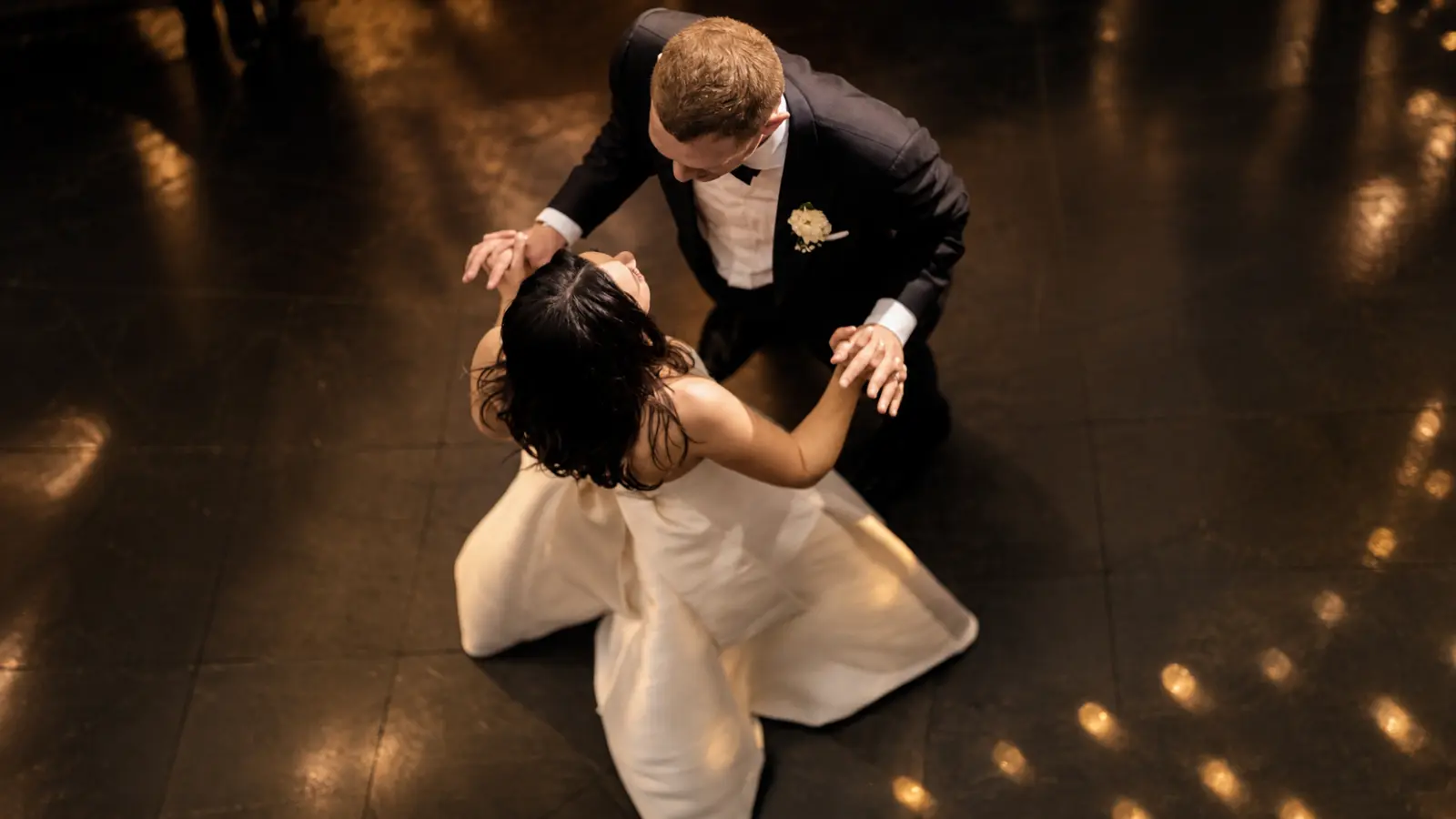 Wedding couple sharing their first dance together