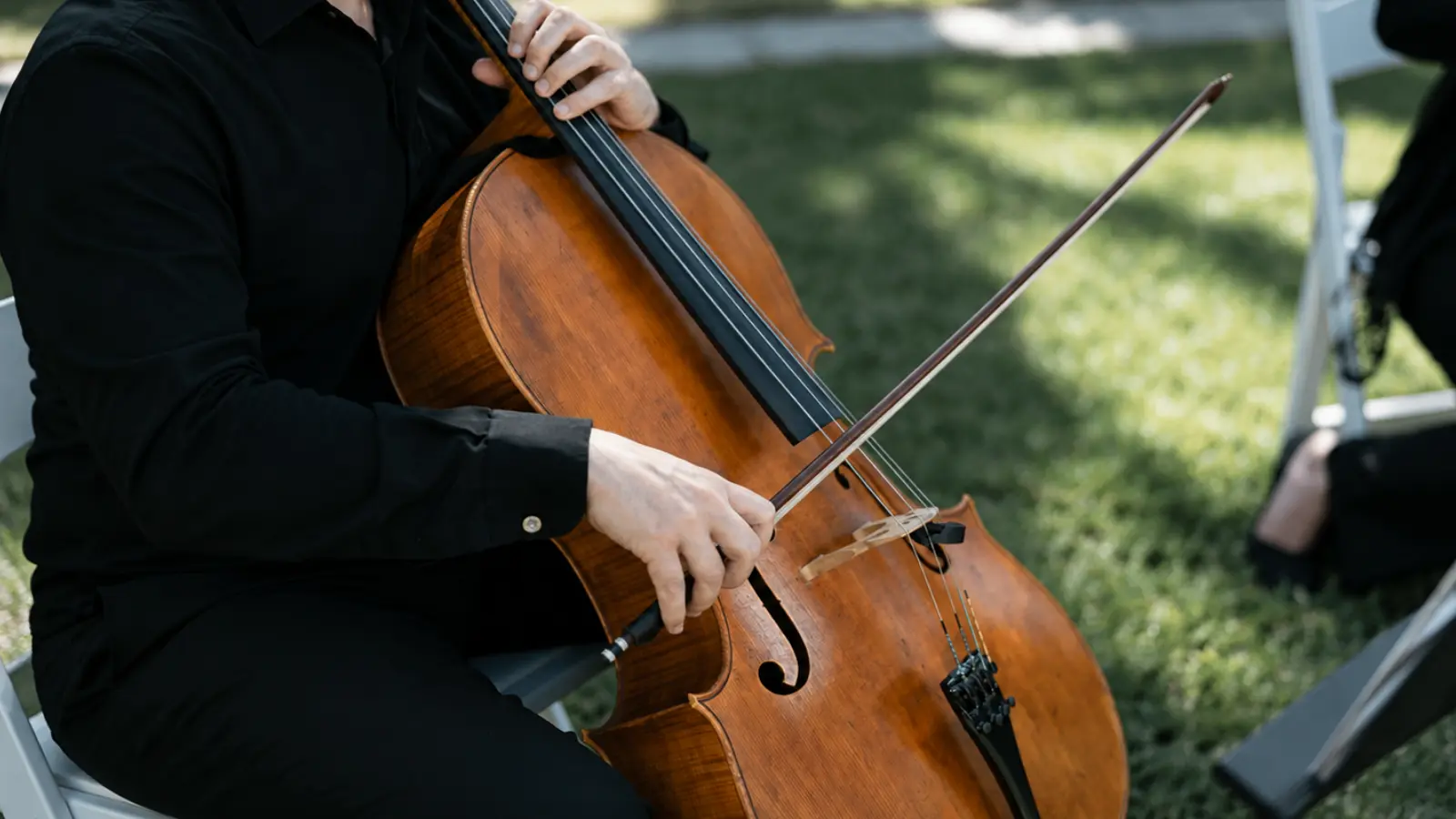 Cello musician performing during a wedding ceremony