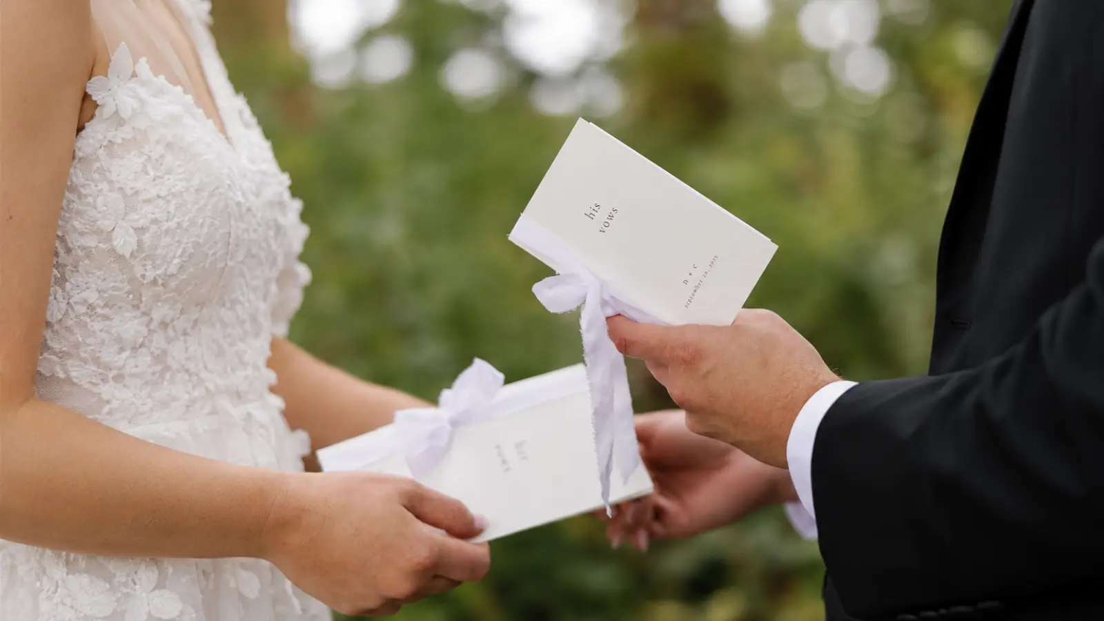 Wedding vow booklets prepared for a ceremony